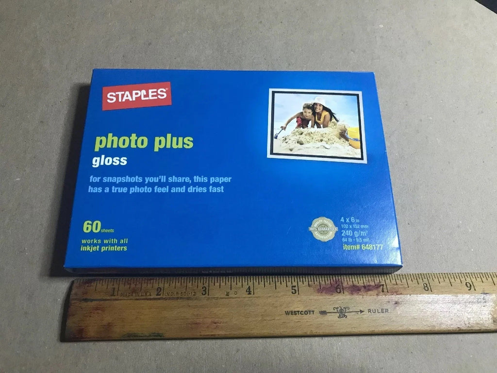 NEW Staples Photo Plus 4 X 6 Glossy Printer Paper 60 Sheets 64 Lbs. Item #648177