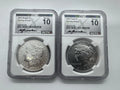 2023-P $1 MORGAN N PEACE DOLLAR NGCX MS10 FDOI Coins Silver Set.