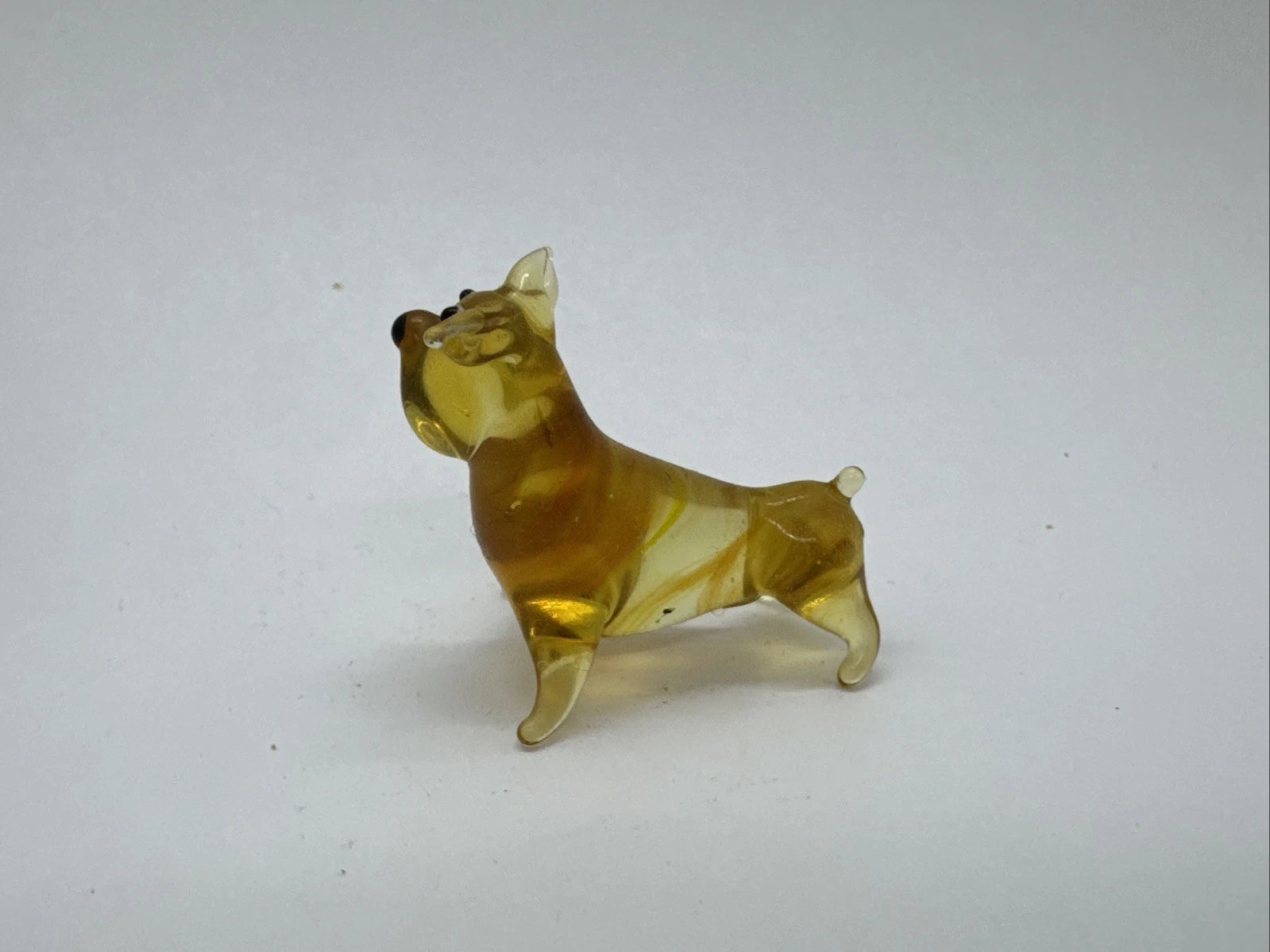 Hand Made Russian Murano glass Vintage Yellow Bull Terrier Small Dog Figure