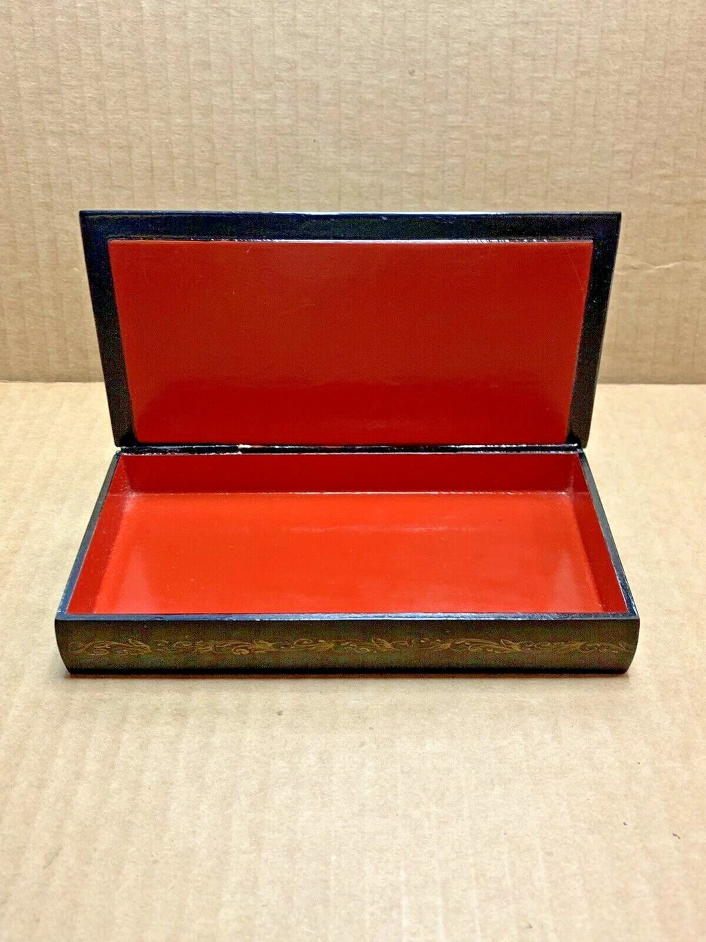 Russian Vintage Lacquer Jewelry Box Handmade Pushkin's Golden Cockerel Kholui