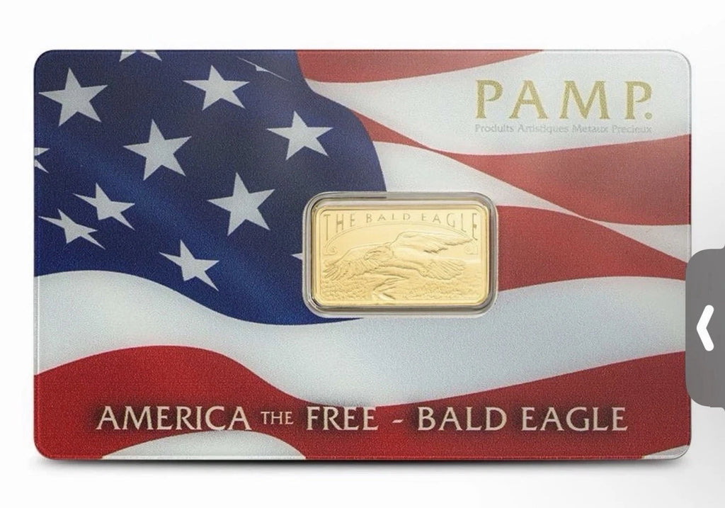 (3) 5 Gram Gold PAMP Suisse Bars America Bald Eagle Arabian Horse And Falcon.