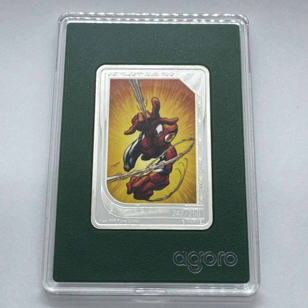 2026 Agoro Niue 1 oz .999 Silver Marvel Spiderman #242 of 250 Emerald tier.