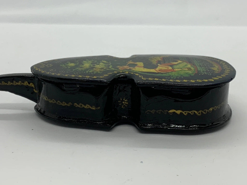 Vintage Russian Cello Shape Lacquer Jewelry Box The Great Song Of LEL Mstera