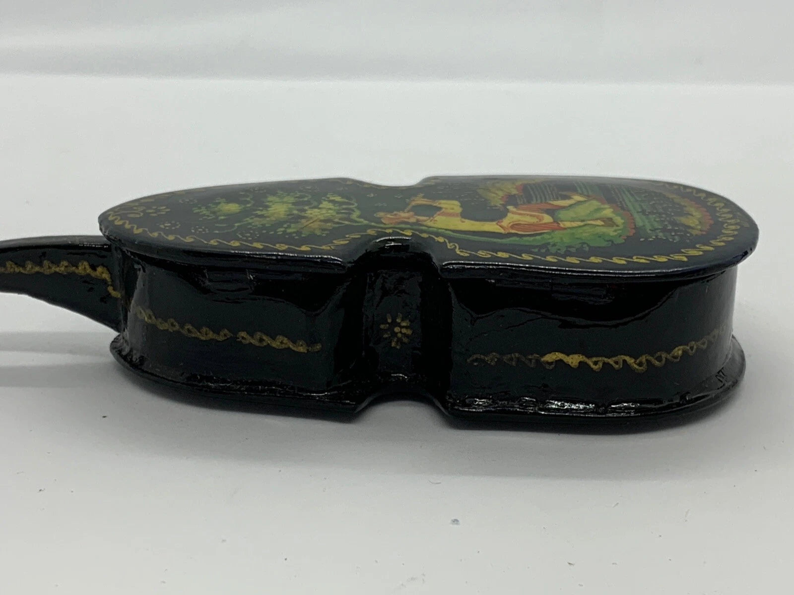 Vintage Russian Cello Shape Lacquer Jewelry Box The Great Song Of LEL Mstera