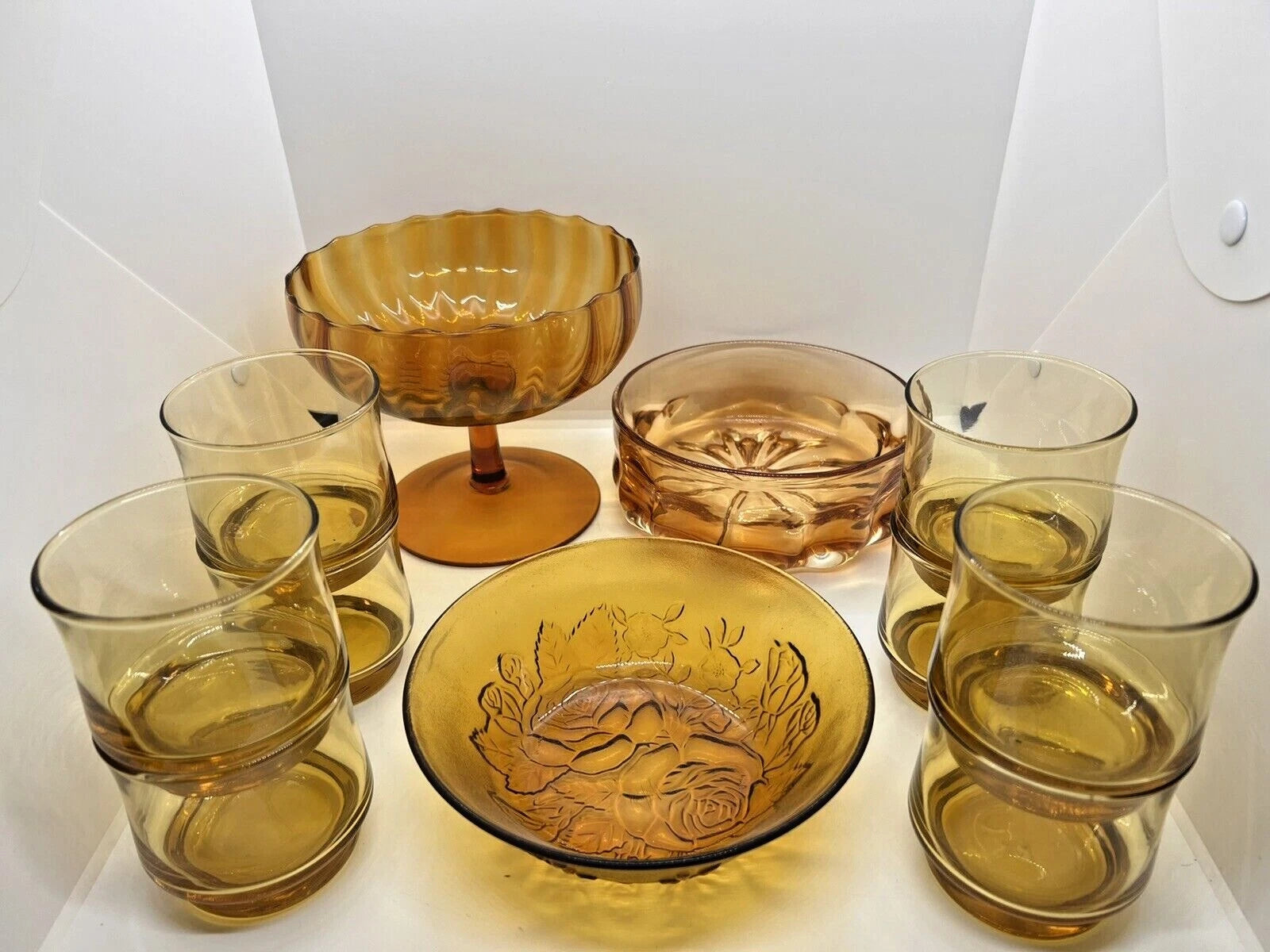 Vintage Candy Dish Glasses Collectable Indiana Amber Glass Bowl Unique Dining