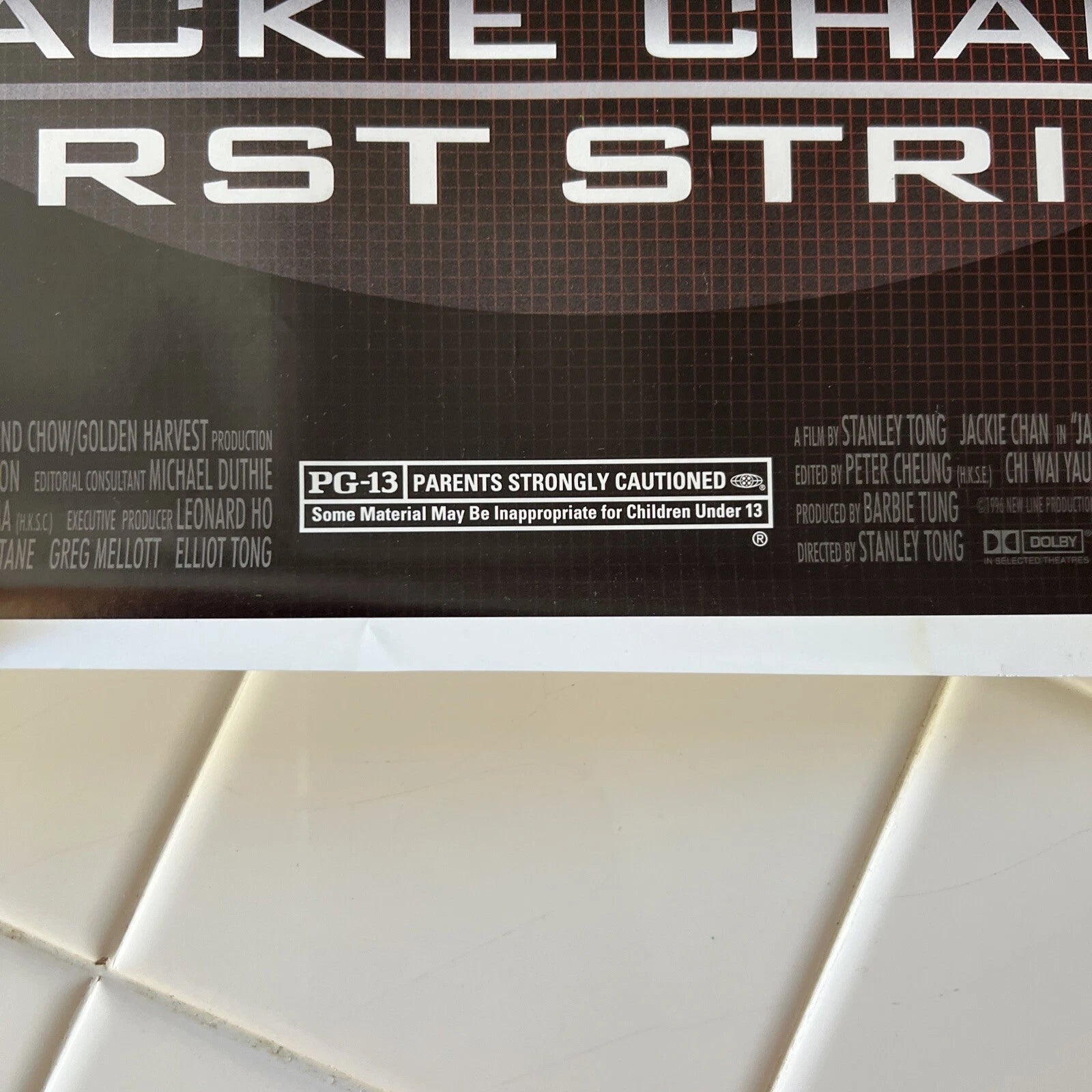 COLLECTABLE VINTAGE JACKIE CHAN'S FIRST STRIKE MOVIE POSTER 20” x 13.5” ORIGINAL