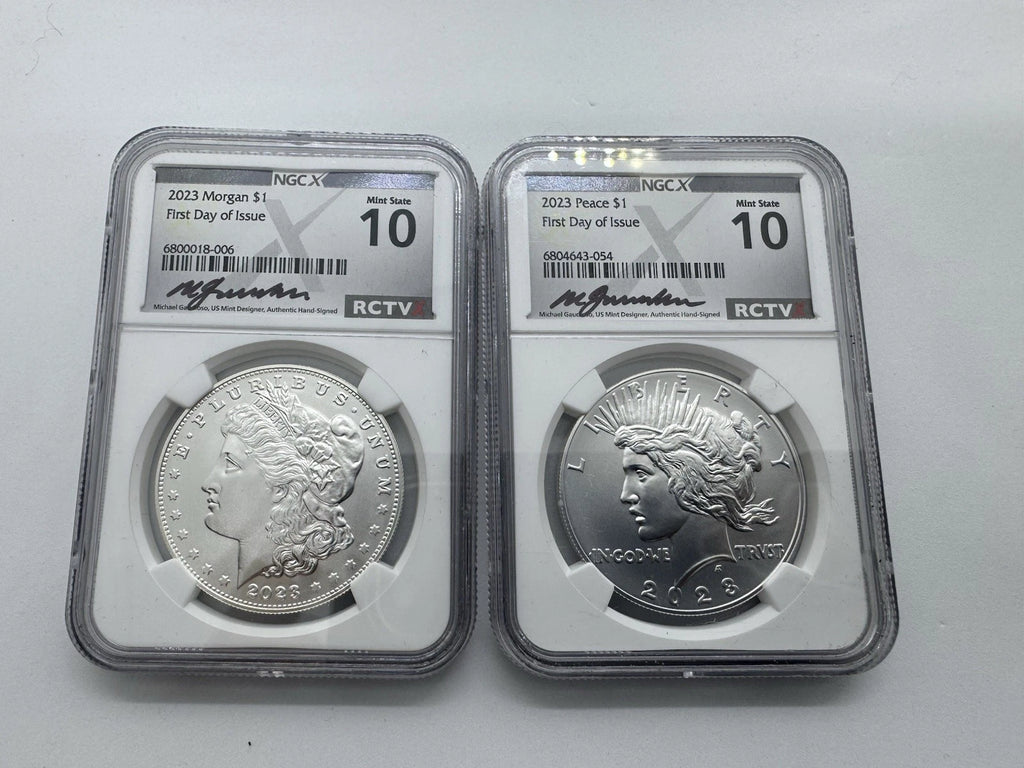 2023 Proof Silver Morgan & Peace Dollar 2pc Set NGC Mint 10 First Day Signature!