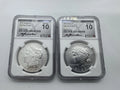 2023 Proof Silver Morgan & Peace Dollar 2pc Set NGC Mint 10 First Day Signature!