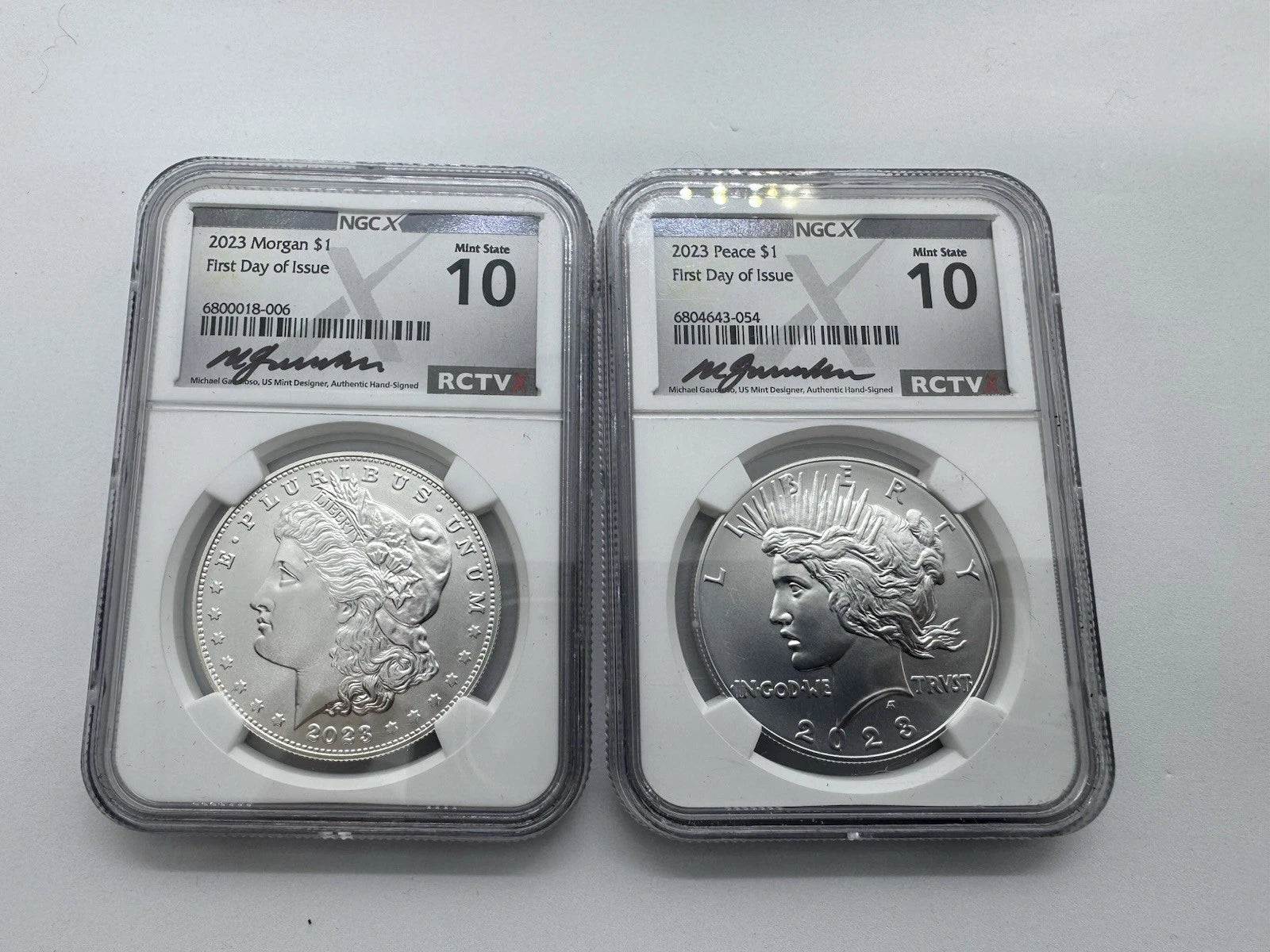 2023 Proof Silver Morgan & Peace Dollar 2pc Set NGC Mint 10 First Day Signature!