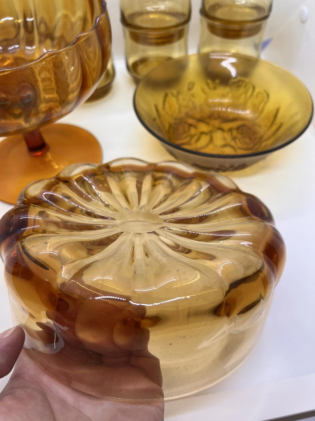 Vintage Candy Dish Glasses Collectable Indiana Amber Glass Bowl Unique Dining