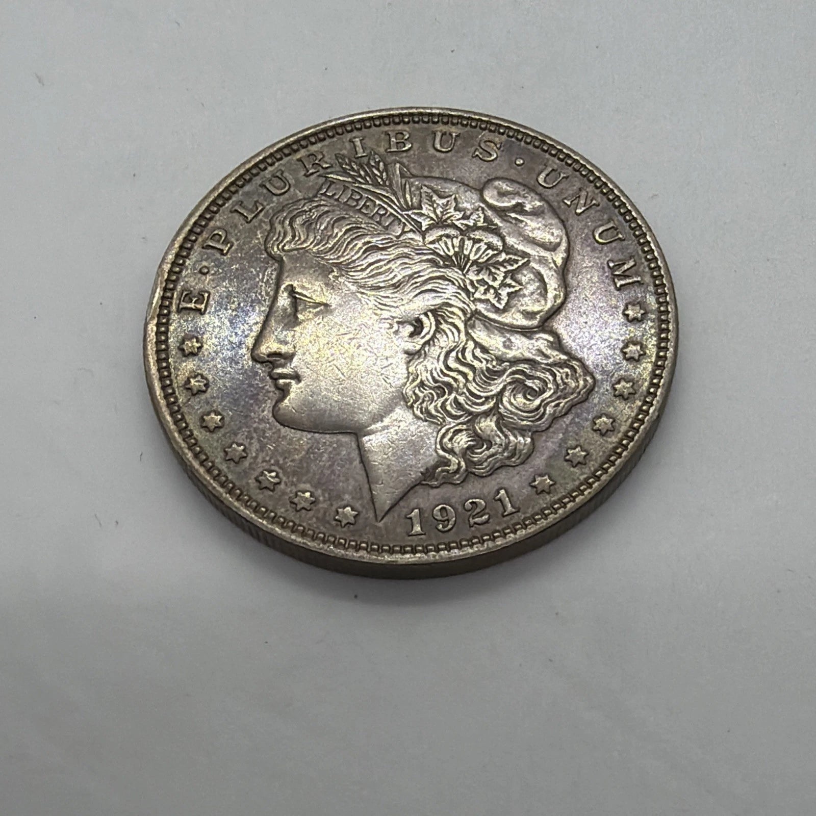 1921 Morgan Silver Dollar Rainbow TONER Raw Uncertified 90% Silver Tested WSigma