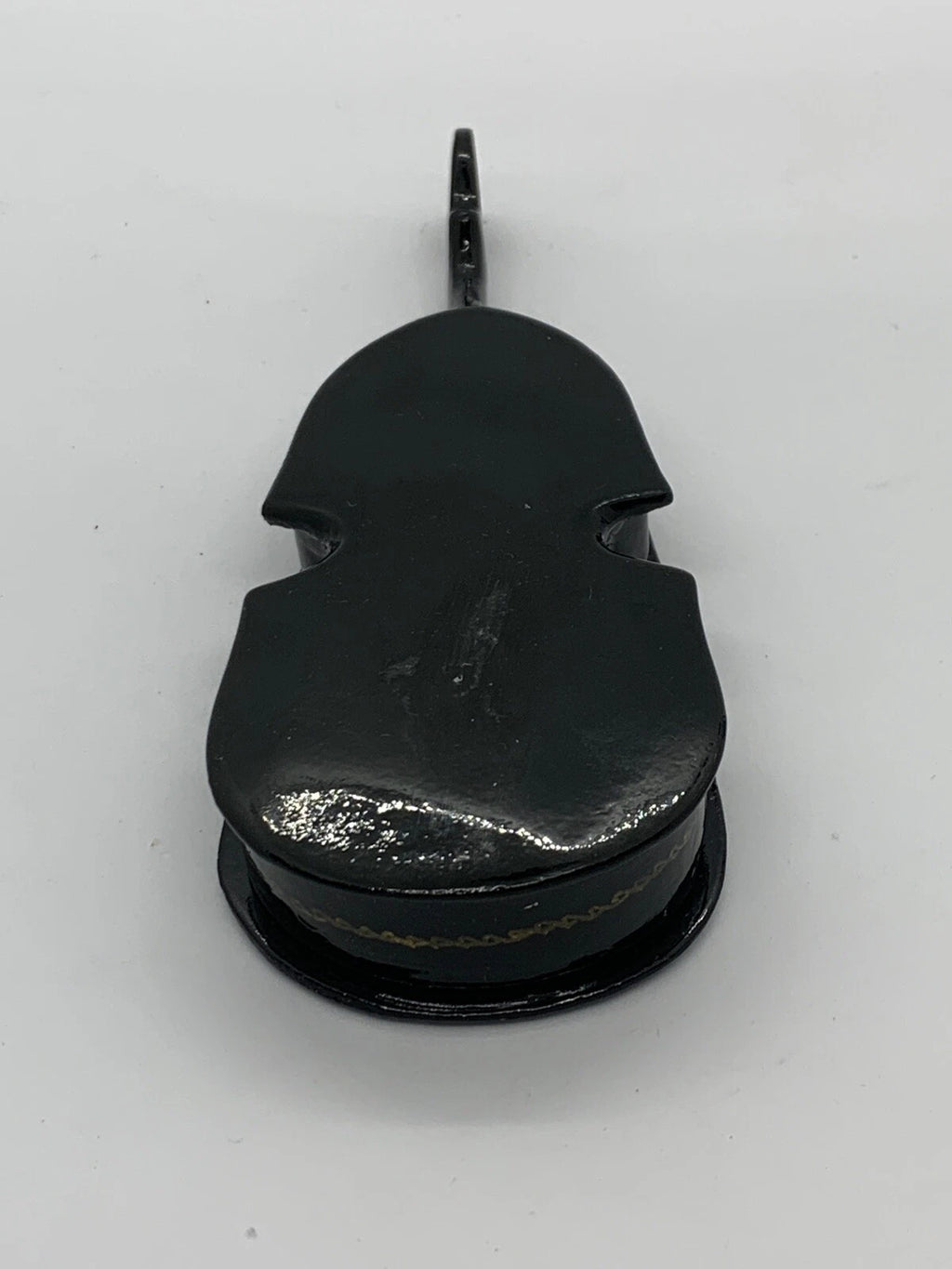 Vintage Russian Cello Shape Lacquer Jewelry Box The Great Song Of LEL Mstera