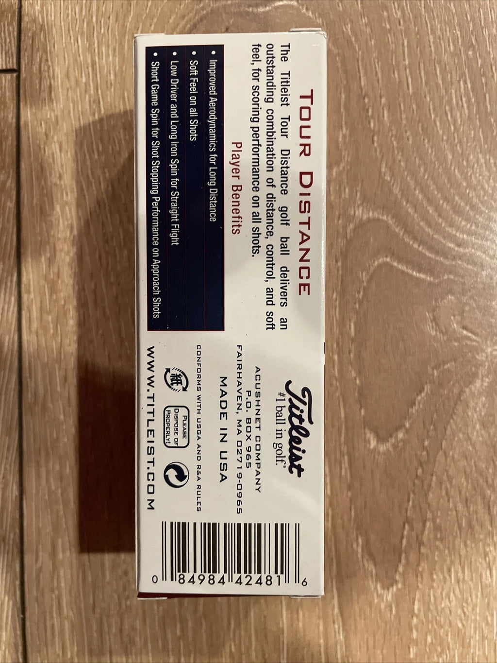 Titleist Tour Distance #1 Golf Balls Soft Feel Short Stopping 3 Pack White USA