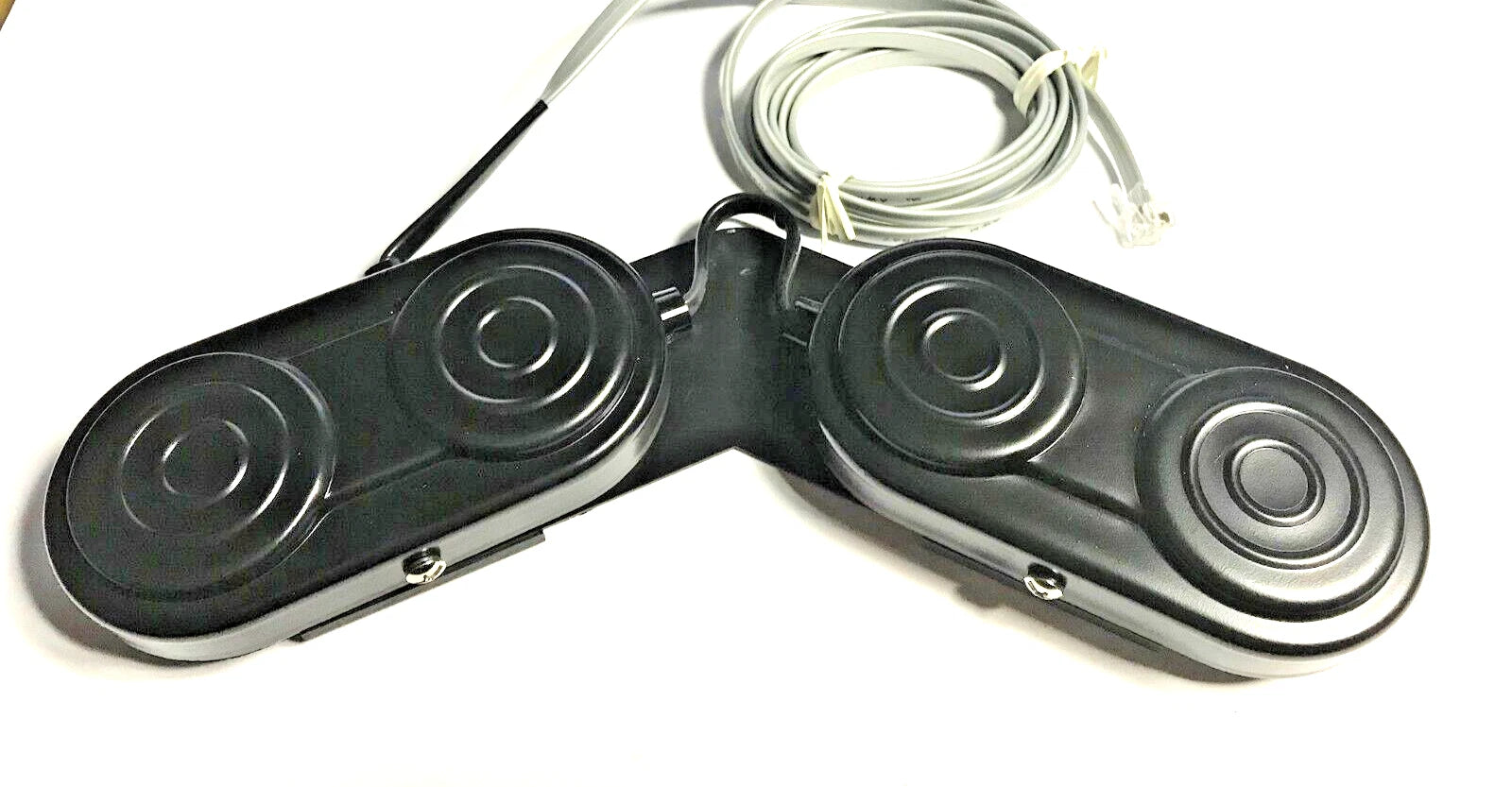 Vintage Dual Foot Pedal Quad Switches w/ phone jack plug / connector NOS Black