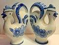 (2) GZHEL HAND PAINTED RUSSIAN USSR PORCELAIN 10” PITCHER DECANTER ROOSTERs