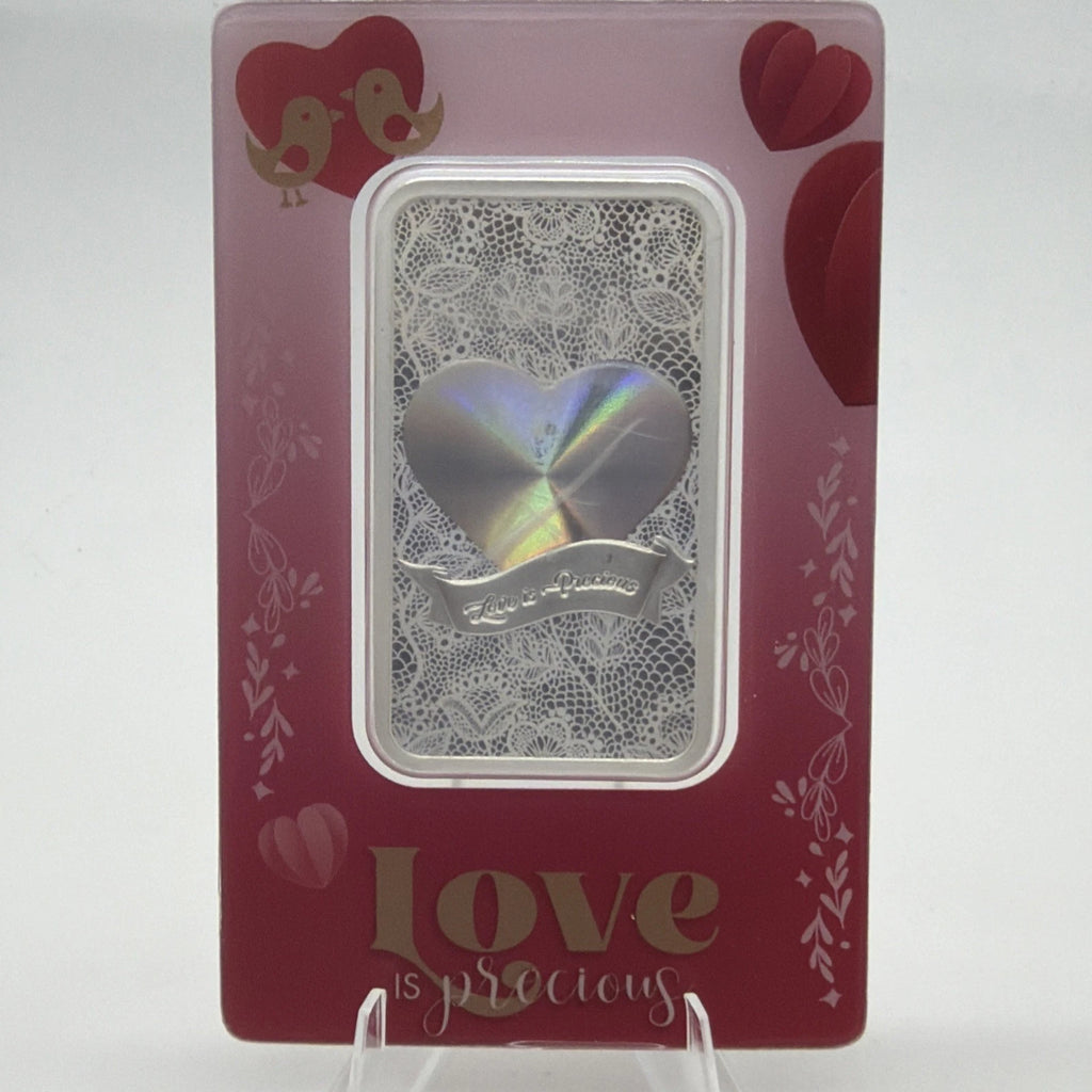 2024 Pamp Love is Precious Heart Holographic 50 Gram Silver Bar In Assay Limited