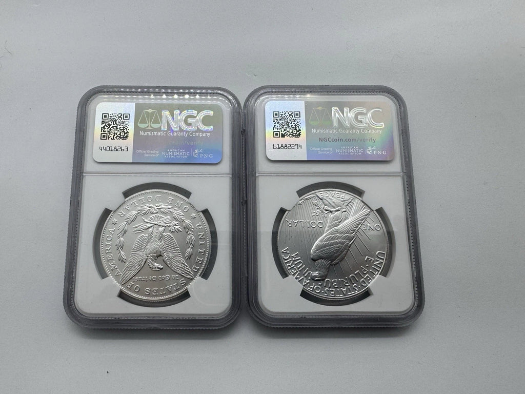 2023 Proof Silver Morgan & Peace Dollar 2pc Set NGC Mint 10 First Day Signature!