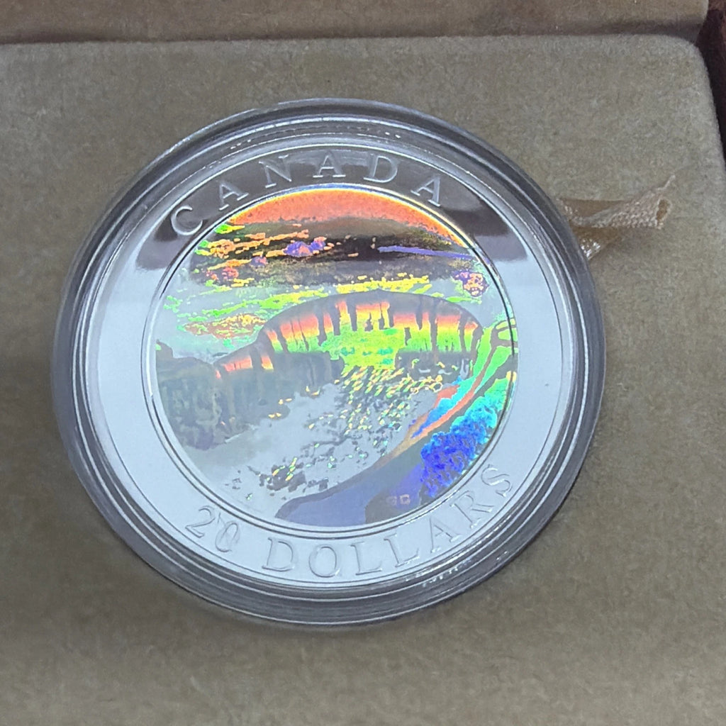 2004 Canada Natural Wonders Niagara Falls $20 1oz Silver Hologram Coin