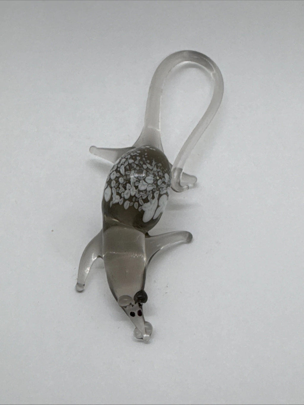 Hand Made Russian Murano Glass. Grey rat With Long Tail Vintage Glass