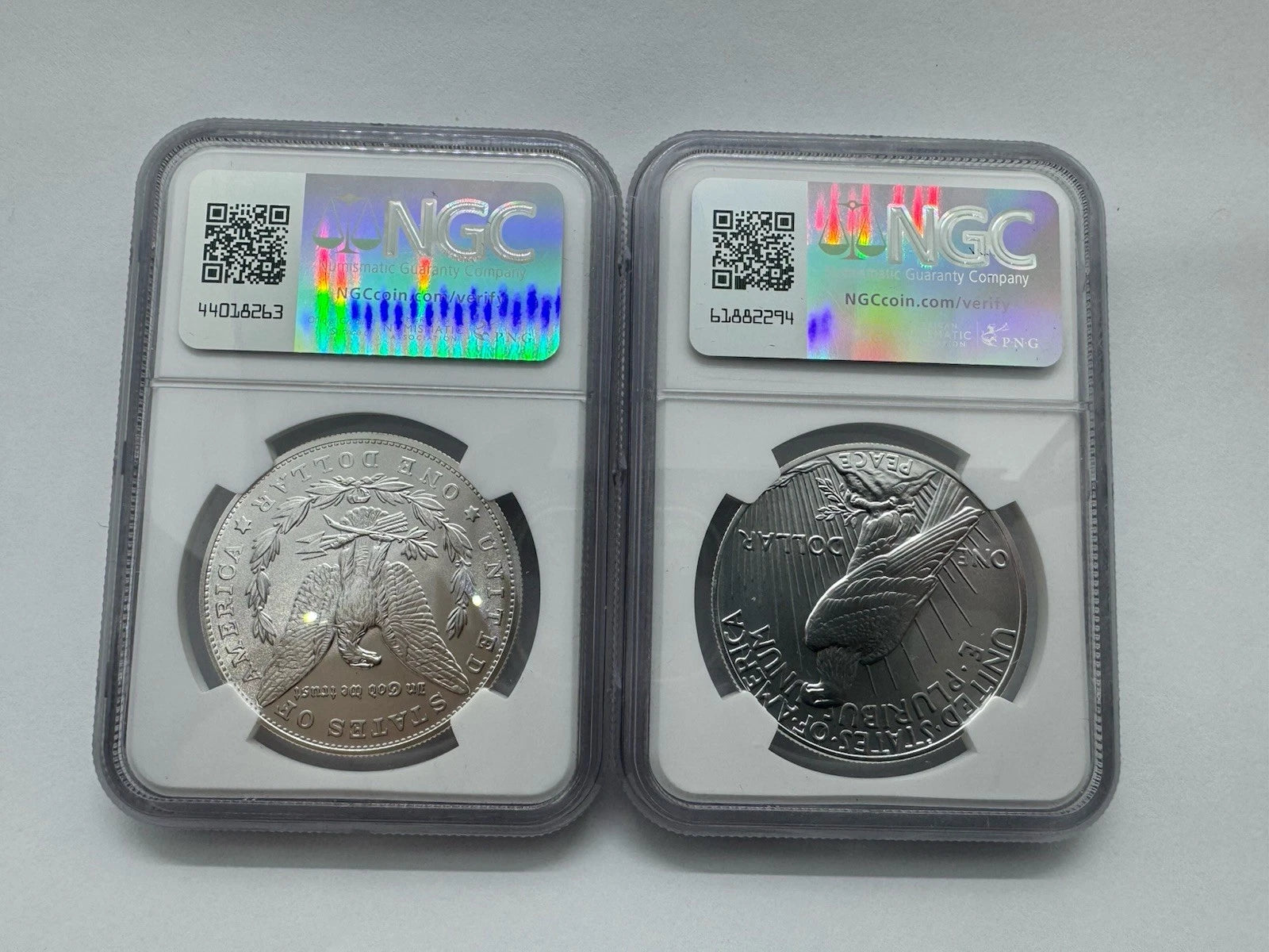 2023-P $1 MORGAN N PEACE DOLLAR NGCX MS10 FDOI Coins Silver Set.