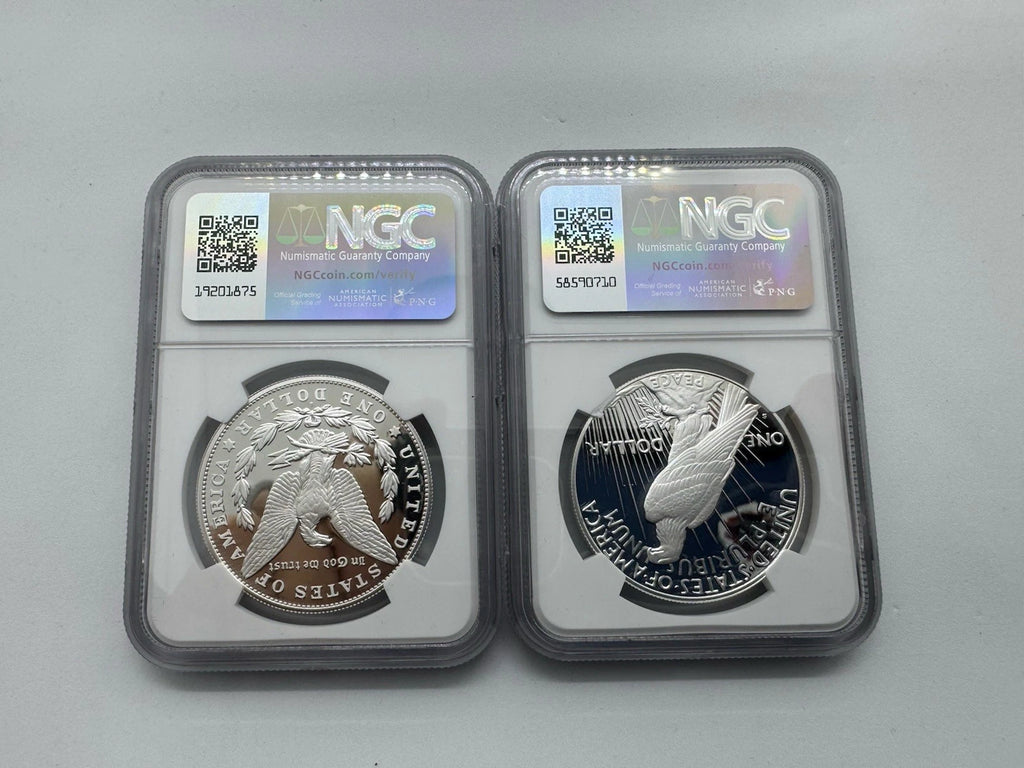 2023-S Proof Silver Morgan & Peace Dollar 2pc Set PCGS PR70 First Strike