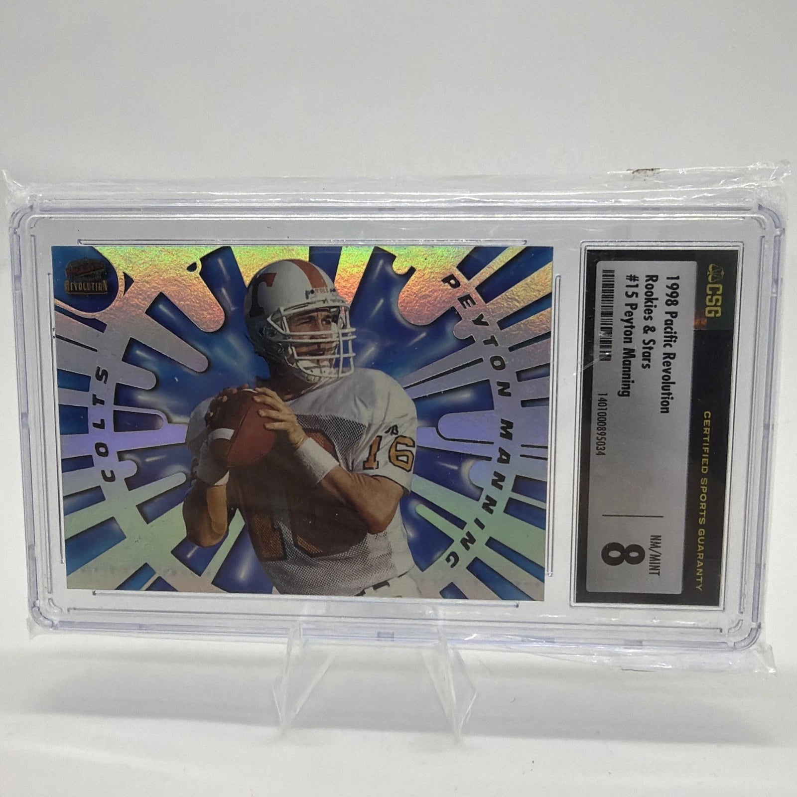 1998 Pacific Revolution #15 Peyton Manning Rookies & Stars RC CSG 8 Colts