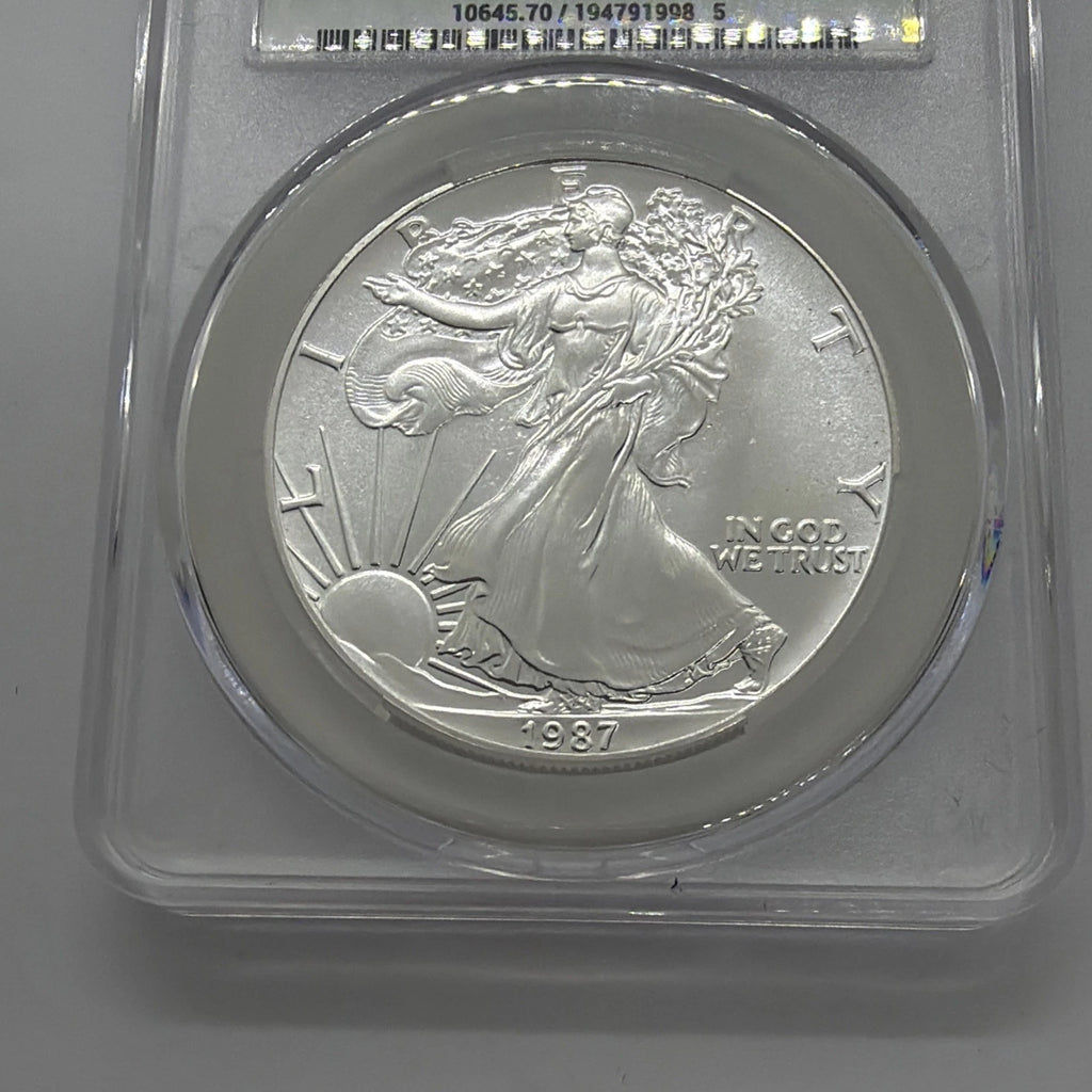 1987 American Silver Eagle CAC MS70 Green Label 1 Oz .999 Fine Silver Coin