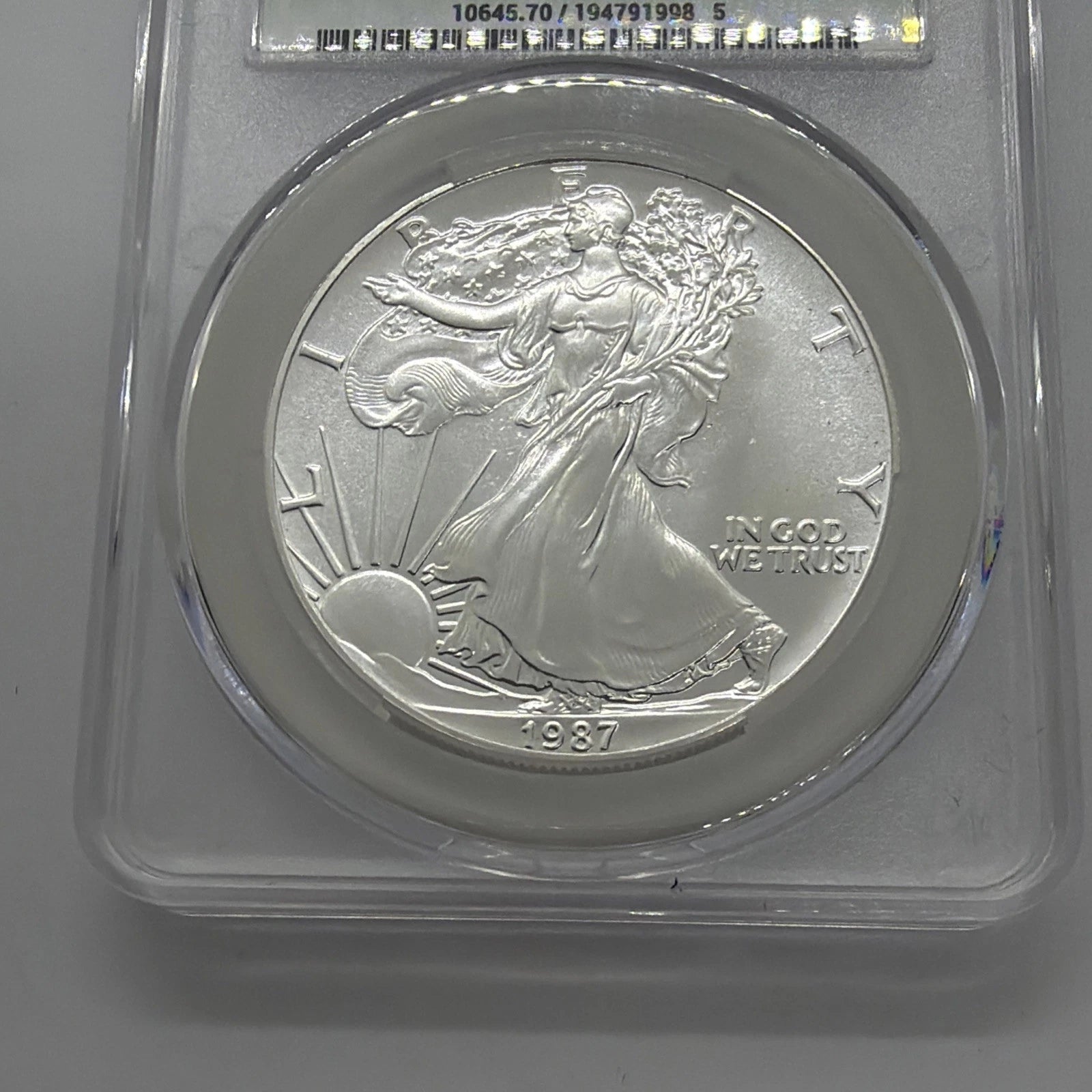 1987 American Silver Eagle CAC MS70 Green Label 1 Oz .999 Fine Silver Coin