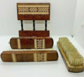 Vintage Russian Shoe Brush (3) Set Made in USSR Natural Wooden Hand Made Carved