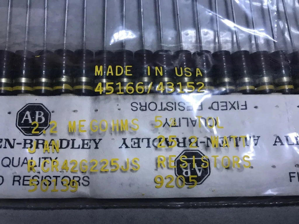 (5pcs) RCR42G225JS ALLEN-BRADLEY CARBON COMP RESISTORS 2.2 Mego HMS 5% TOL2 Watt