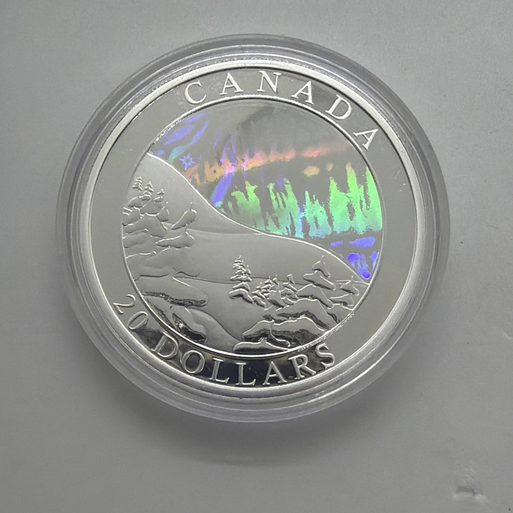 2004 Canada Natural Wonders Aurora Borealis $20 1oz Silver Hologram Coin