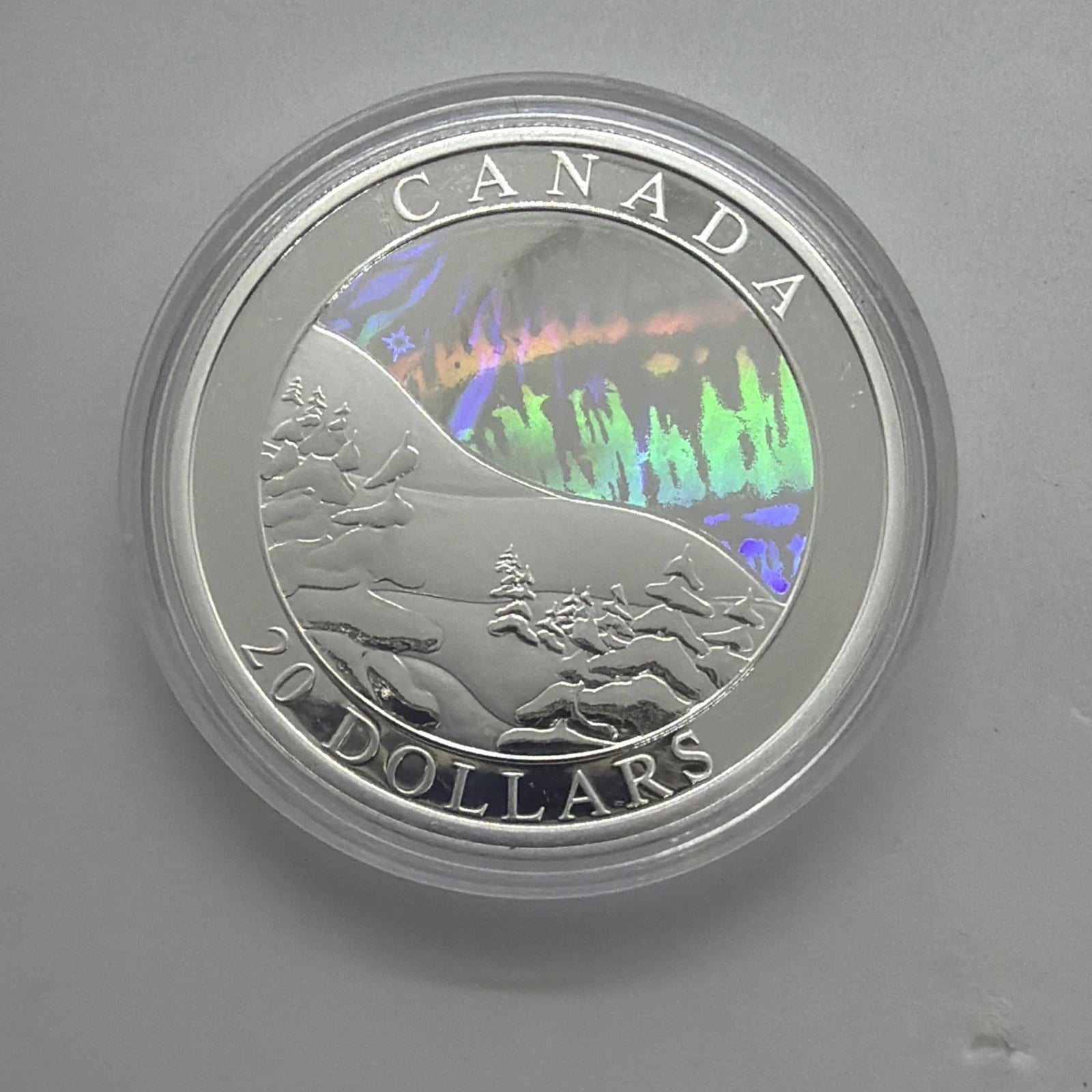 2004 Canada Natural Wonders Aurora Borealis $20 1oz Silver Hologram Coin
