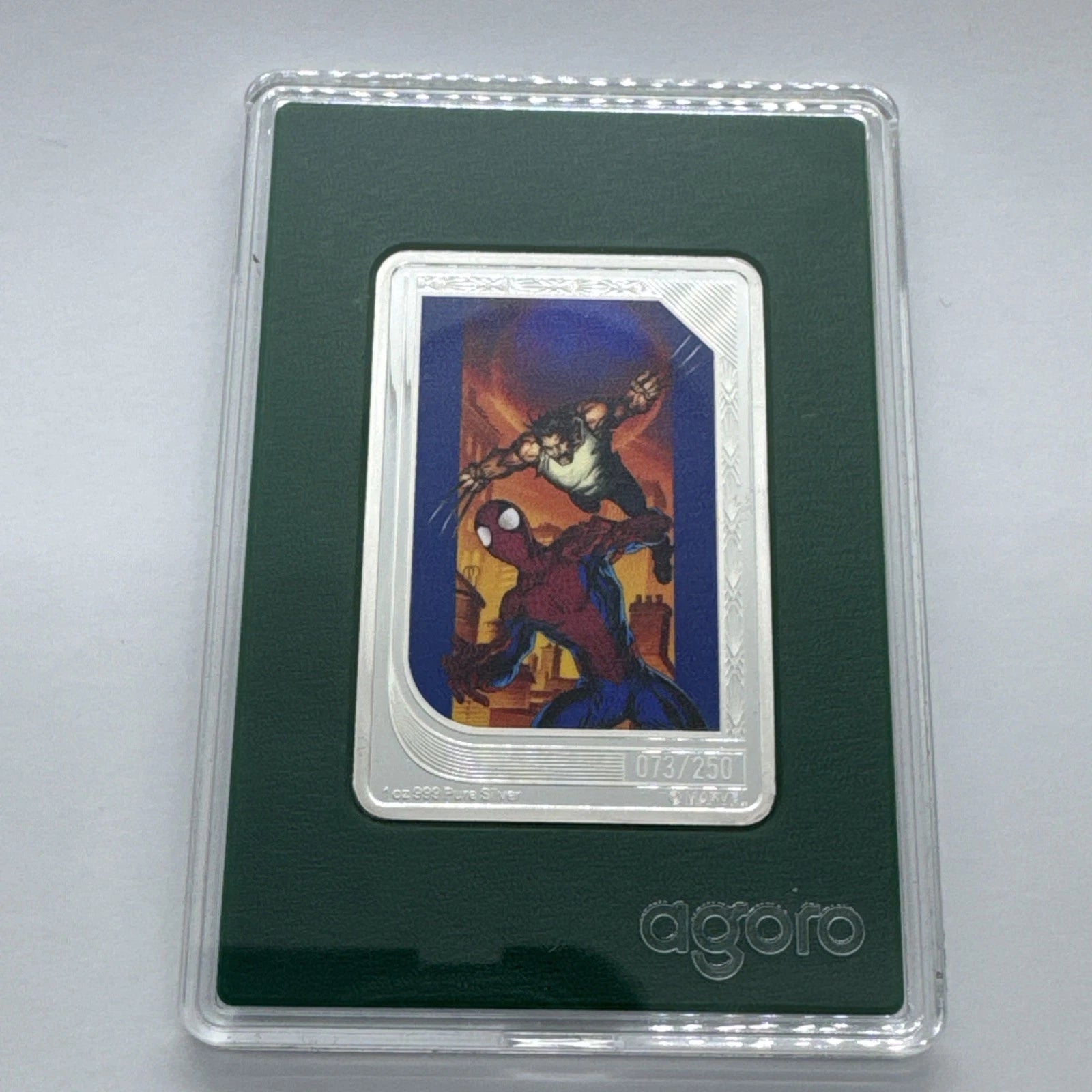 2026 Agoro Art Of Marvel Spider-Man & Wolverine 1oz Silver Emerald Card #73/250