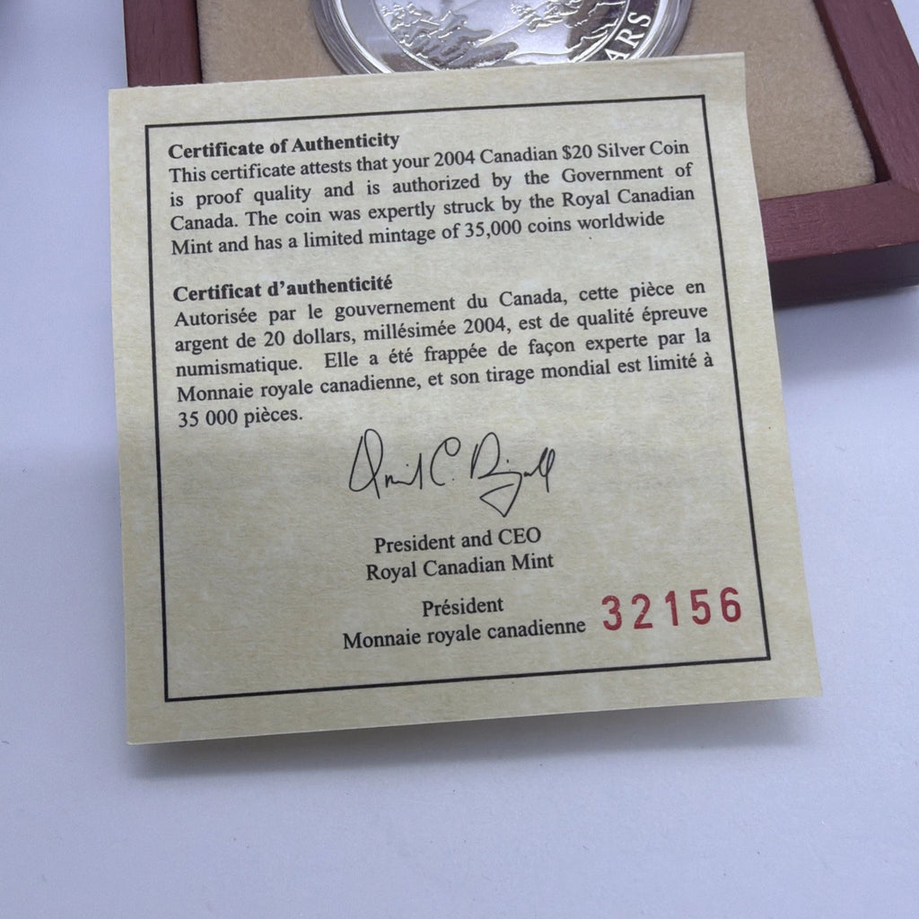 2004 Canada Natural Wonders Aurora Borealis $20 1oz Silver Hologram Coin