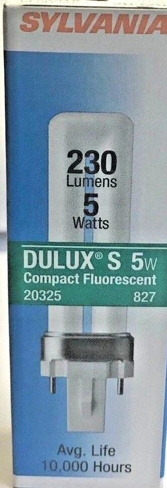 (2) 5W Light Bulb Sylvania Dulux S Compact Fluorescent Aladdin Reading Machine