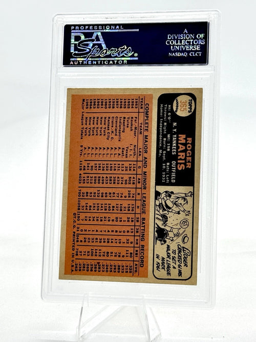 1966 Topps #365 Roger Maris PSA 6 Graded Baseball Card MLB New York Yankees