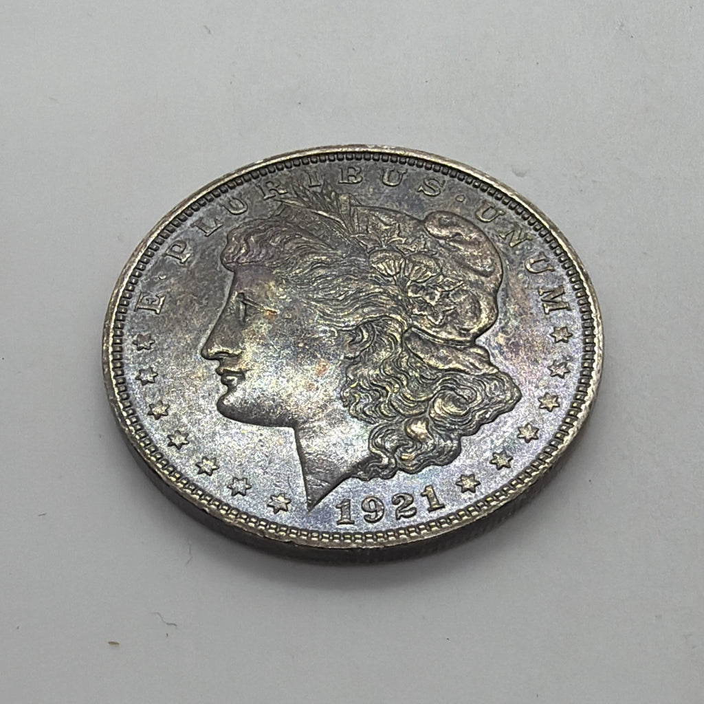1921 Morgan Silver Dollar Rainbow TONER Raw Uncertified 90% Silver Tested WSigma