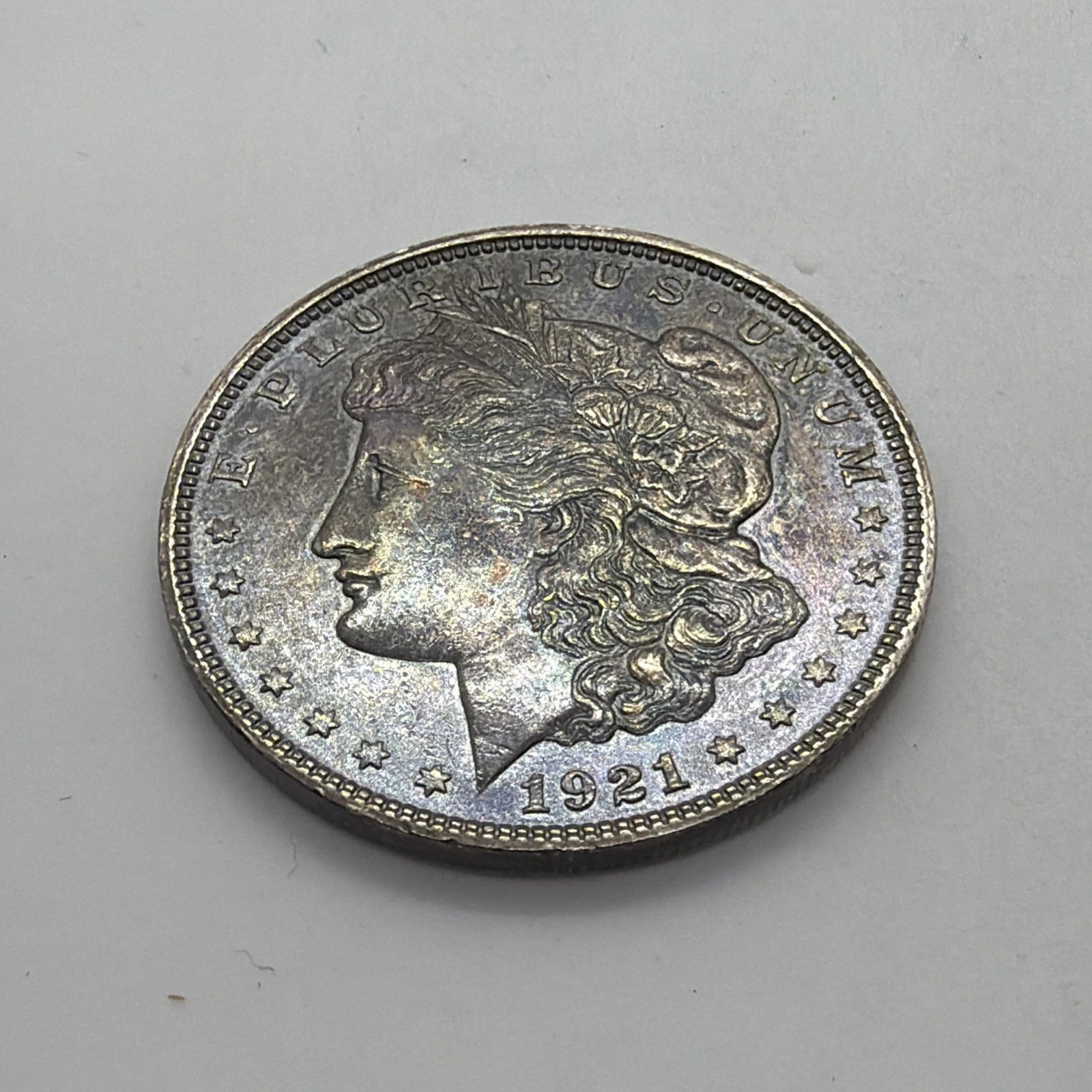 1921 Morgan Silver Dollar Rainbow TONER Raw Uncertified 90% Silver Tested WSigma