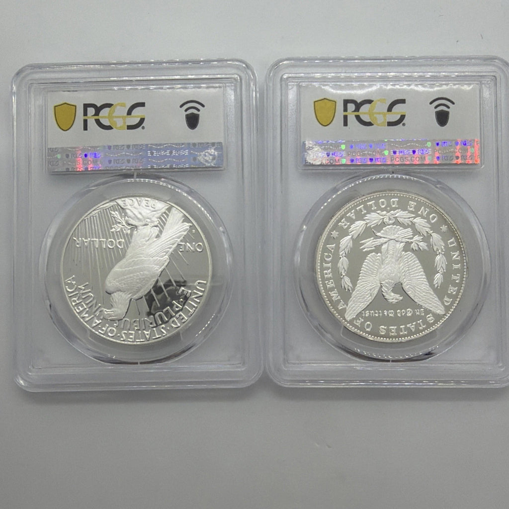 2023-S Proof Silver Morgan & Peace Dollar 2pc Set PCGS PR70 First Strike Set