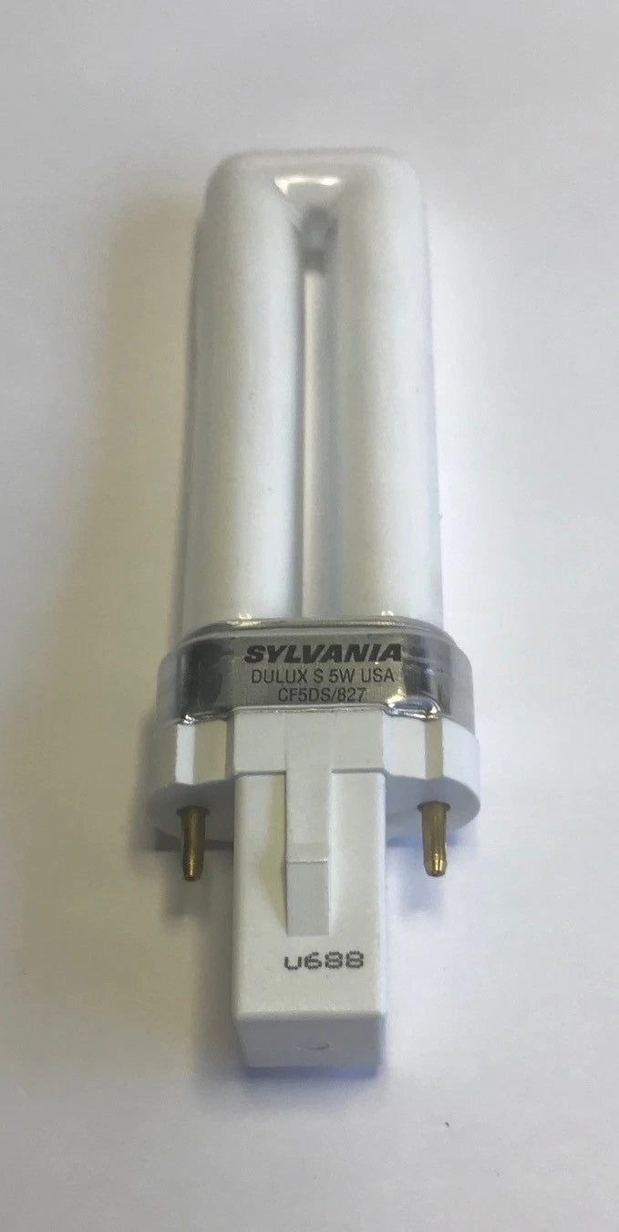 (2) 5W Light Bulb Sylvania Dulux S Compact Fluorescent Aladdin Reading Machine