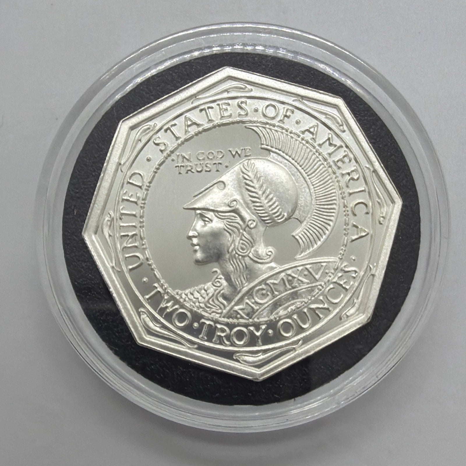 2 oz Panama Pacific Octagonal Tribute Silver .999 Round w / capsule GORGEOUS