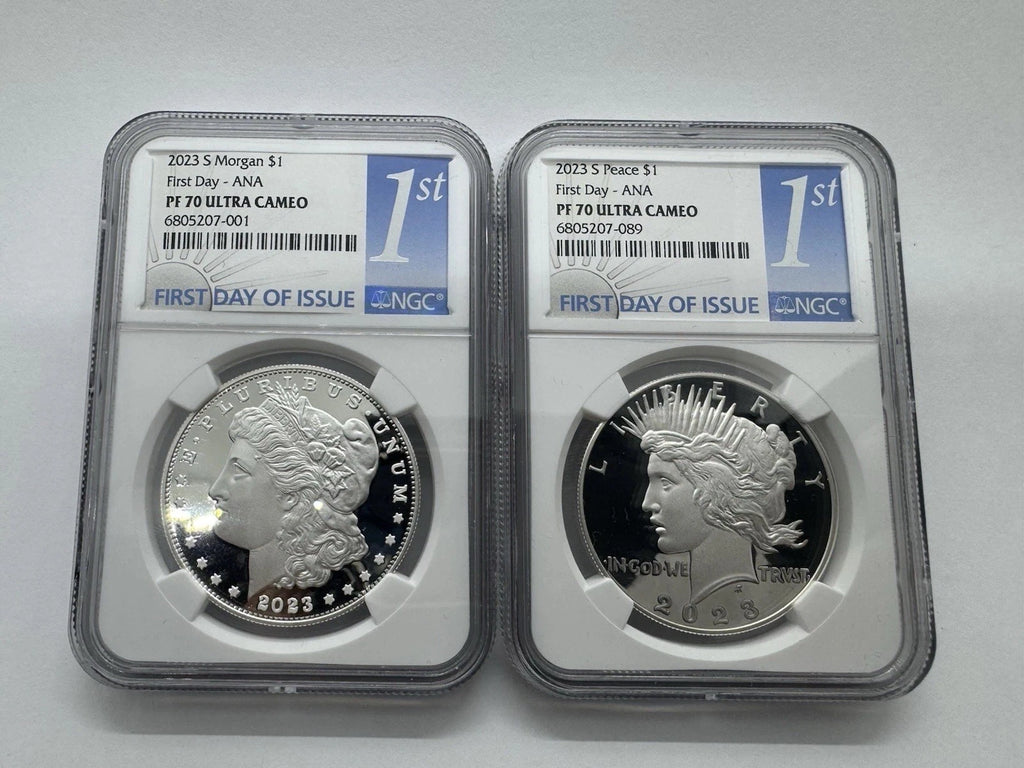2023 Morgan & Peace Silver Dollar $1 NGC MS70 First Day Of Issue FDOI Set