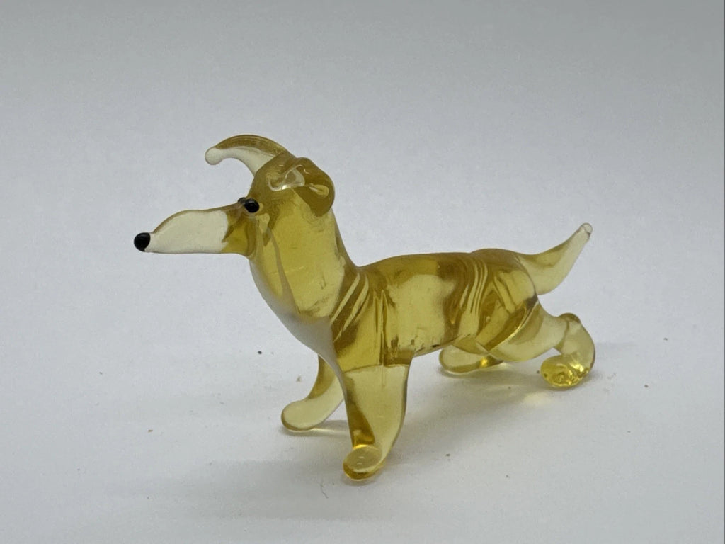 Hand Made Russian Murano glass Vintage Yellow Retriever Dog