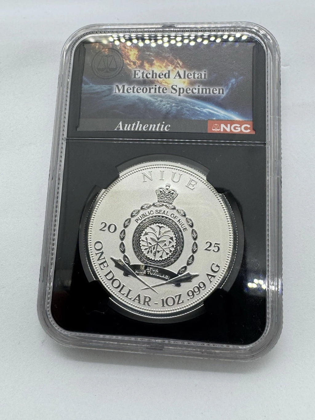 2025 Niue Extinction 1 oz Silver Reverse Proof NGC PF70 w/ Meteorite Specimen Ag