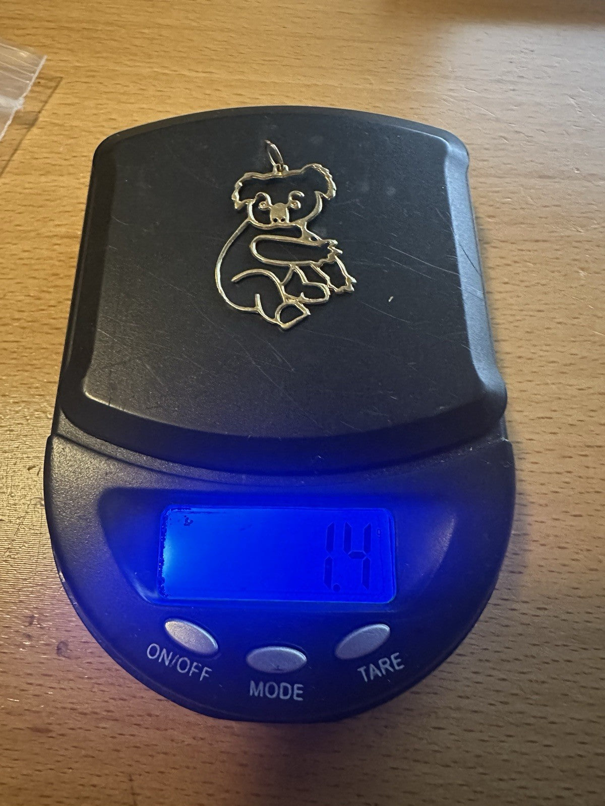 14K Yellow Gold Koala Pendant 1.4 Grams