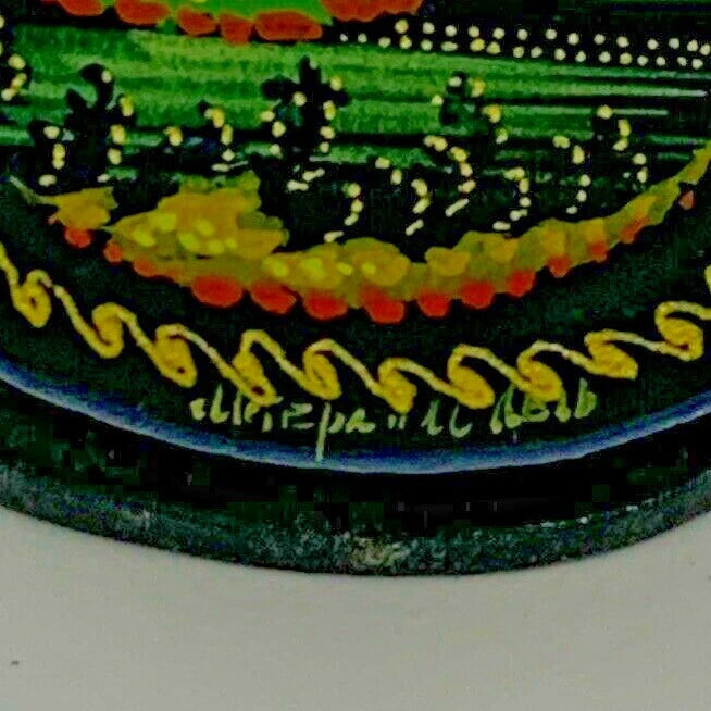 Vintage Russian Cello Shape Lacquer Jewelry Box The Great Song Of LEL Mstera