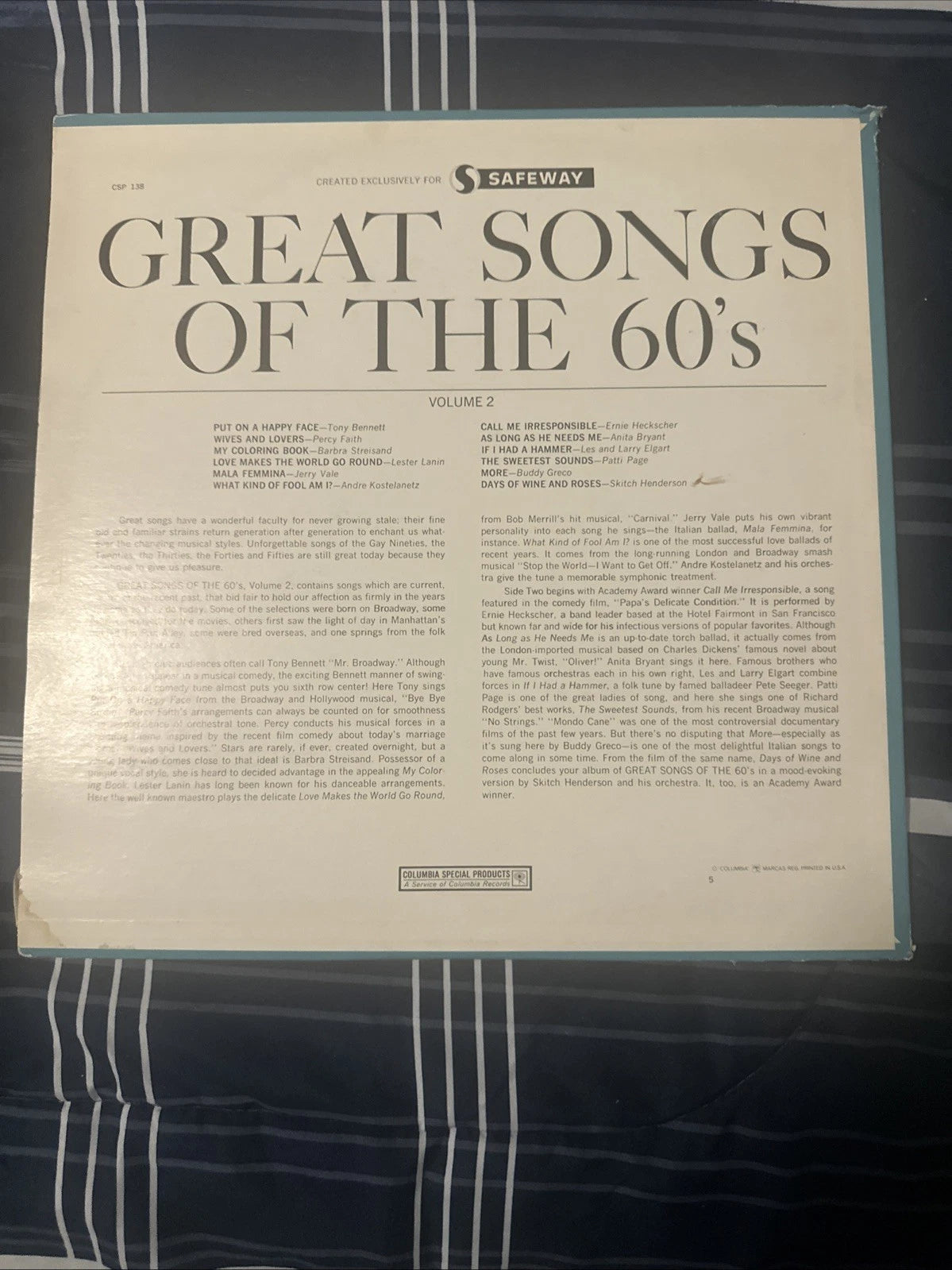 Various Artists Great Songs Of The 60'S Vol 2 Compilation LP Vinyl Record Album